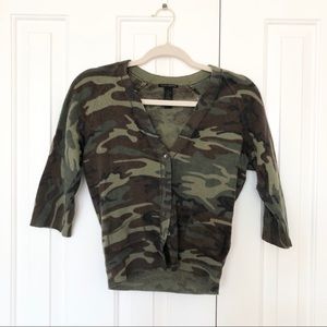 Lucky Brand Cropped Camo Cardigan